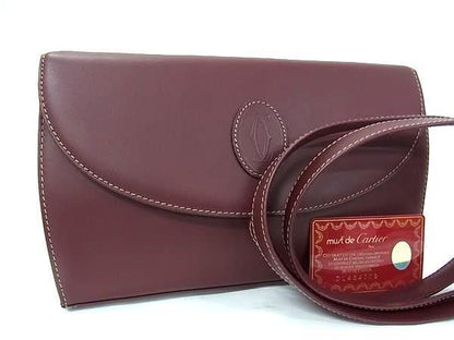 Cartier Clutch Must Line Bordeaux Leather 2-Way