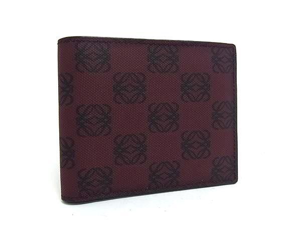 Loewe Bifold Wallet Anagram Coin Bordeaux Black Leather