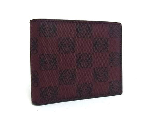 Loewe Bifold Wallet Anagram Coin Bordeaux Black Leather