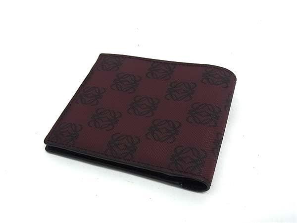Loewe Bifold Wallet Anagram Coin Bordeaux Black Leather — view 2