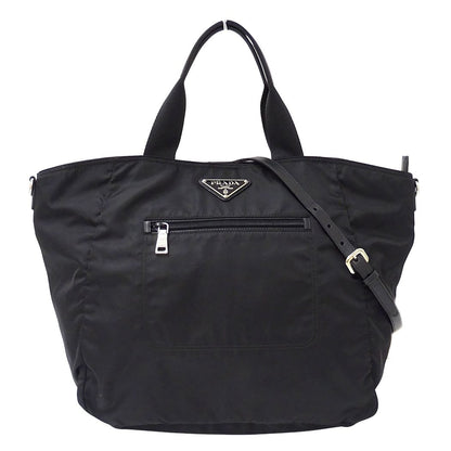 Prada Tote Shoulder Bag 2-Way Nylon Black Logo