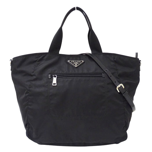Prada Tote Shoulder Bag 2-Way Nylon Black Logo
