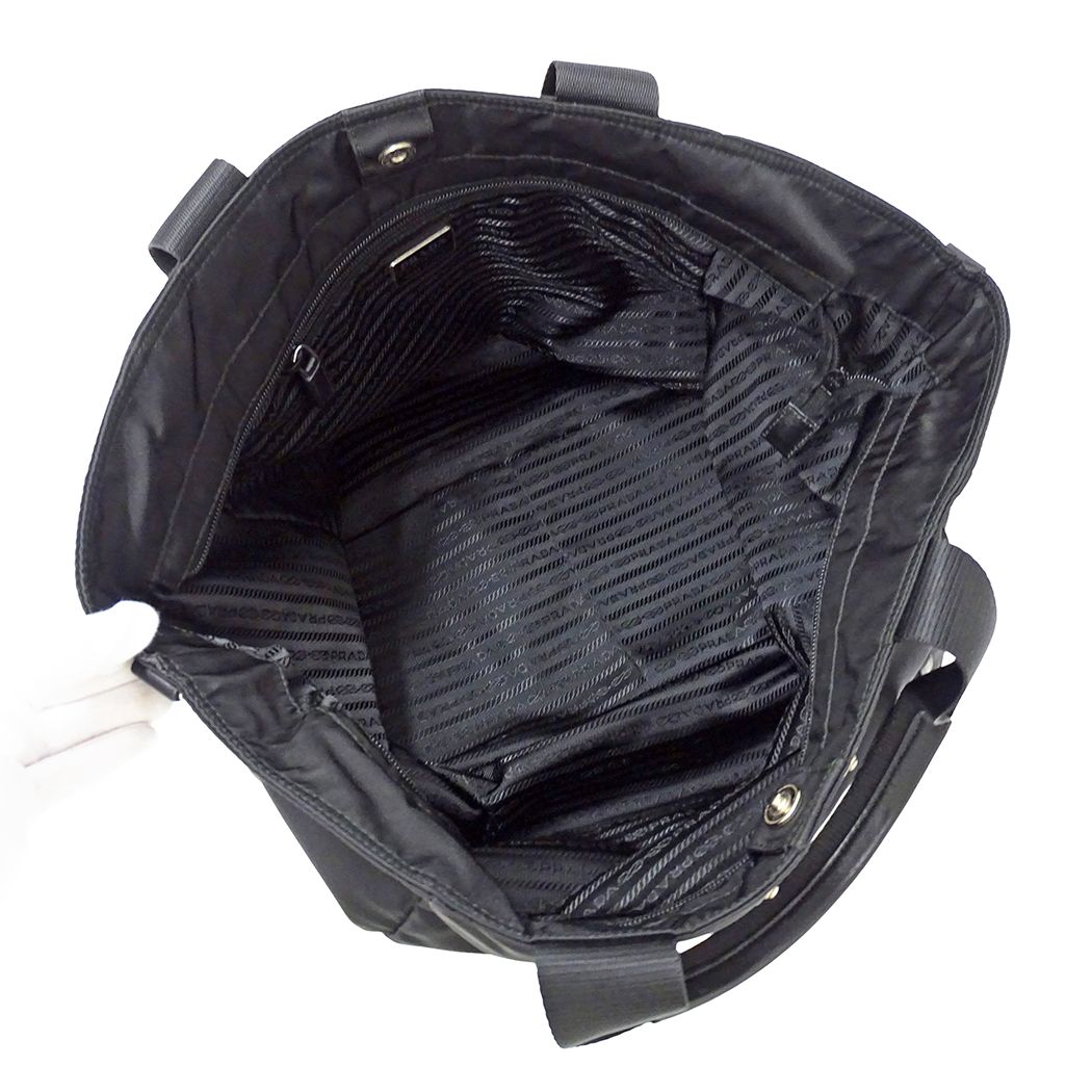 Prada Tote Shoulder Bag 2-Way Nylon Black Logo — view 5