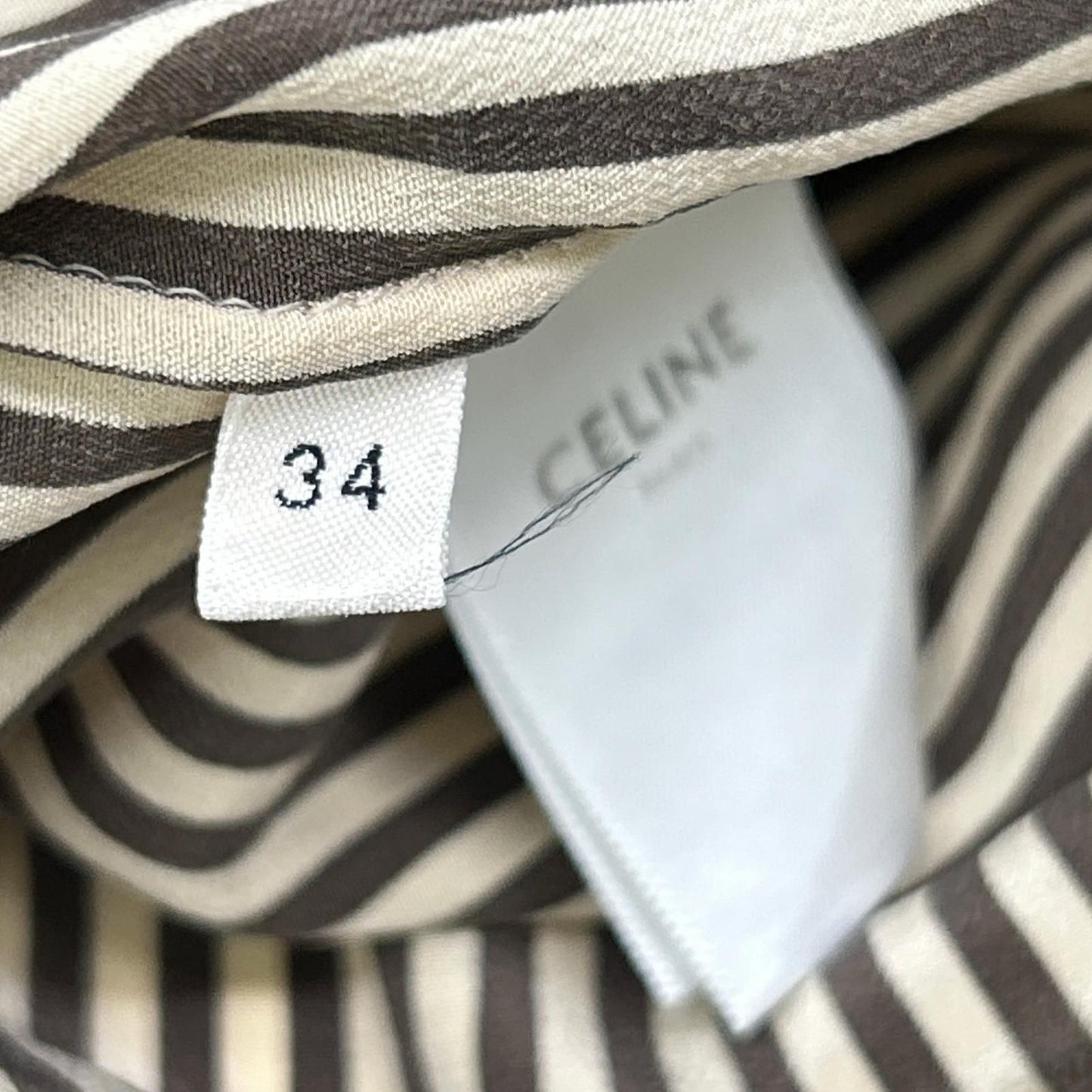 Celine Beige Brown Silk Striped Victorian Blouse 34 — view 8