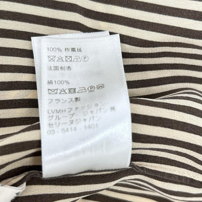 Celine Beige Brown Silk Striped Victorian Blouse 34 — view 7