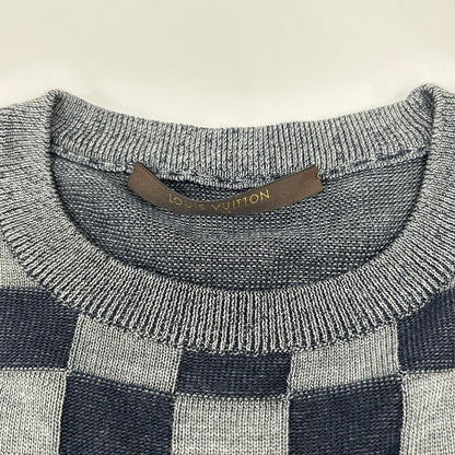 Louis Vuitton Charcoal Damier Pattern Crew Neck Long Sleeve Knit Sweater — view 4