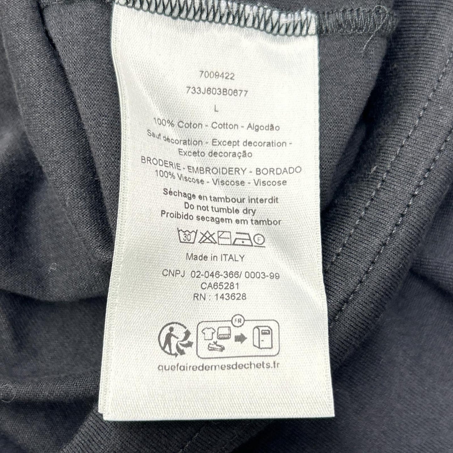 Dior Bee Embroidery Black Crew Neck T-Shirt — view 5