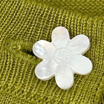 Gucci Green Cashmere Silk GG Flower Button Cardigan — view 9