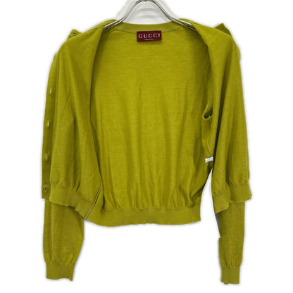 Gucci Green Cashmere Silk GG Flower Button Cardigan — view 3