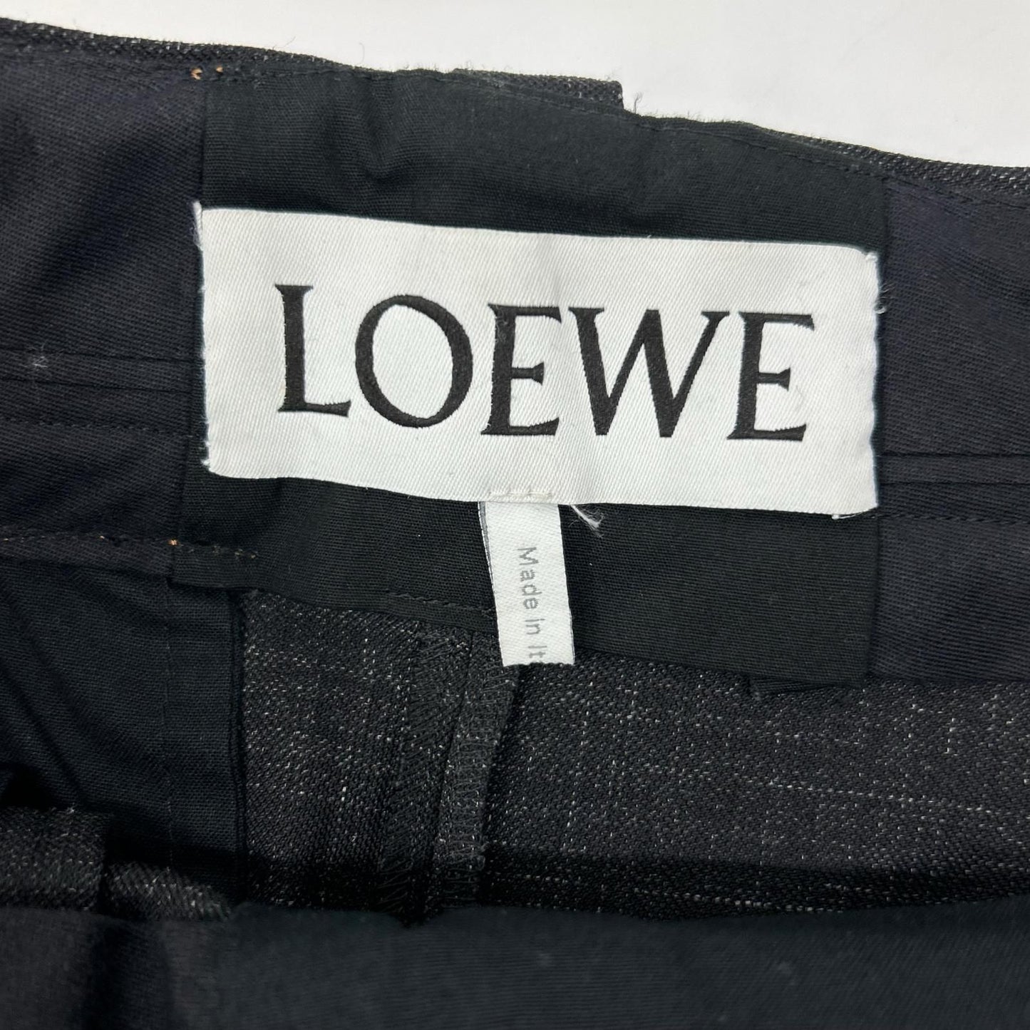 Loewe Charcoal Wool 100 Leather Patch Two Tuck Sarouel Pants 36 — view 4