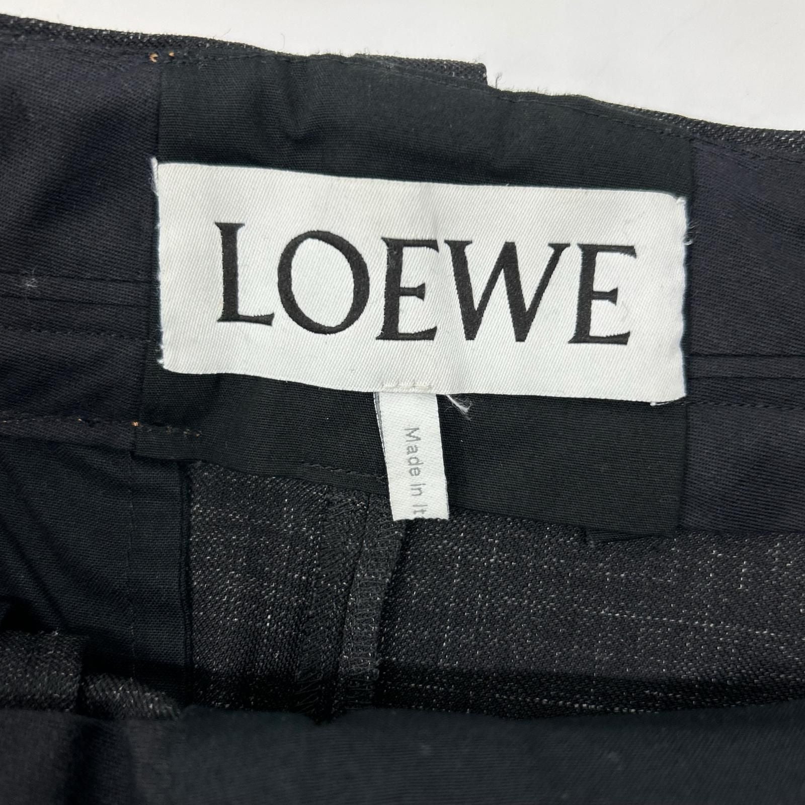 Loewe Charcoal Wool 100 Leather Patch Two Tuck Sarouel Pants 36 — view 4