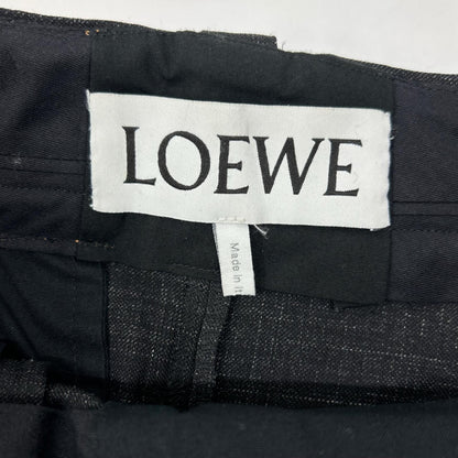 Loewe Charcoal Wool 100 Leather Patch Two Tuck Sarouel Pants 36 — view 4