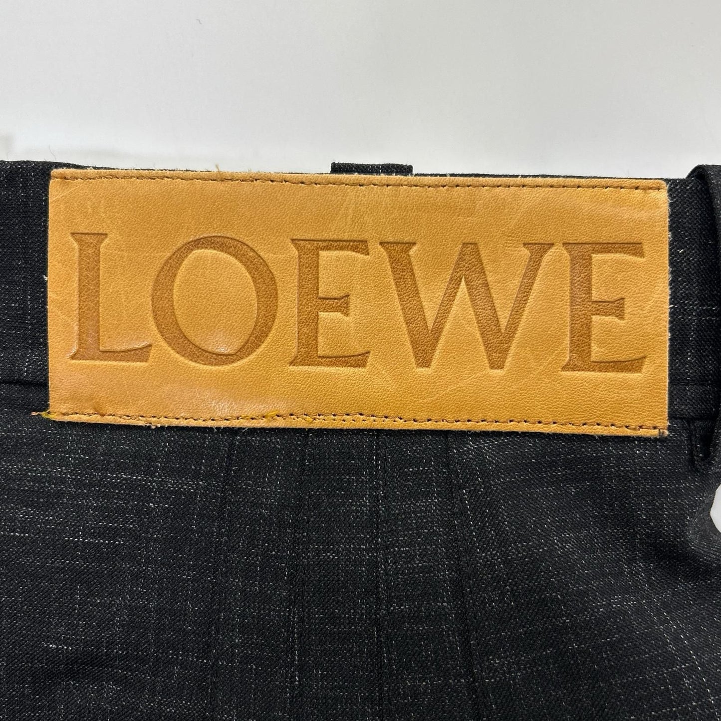 Loewe Charcoal Wool 100 Leather Patch Two Tuck Sarouel Pants 36 — view 3