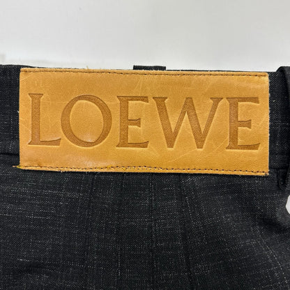 Loewe Charcoal Wool 100 Leather Patch Two Tuck Sarouel Pants 36 — view 3