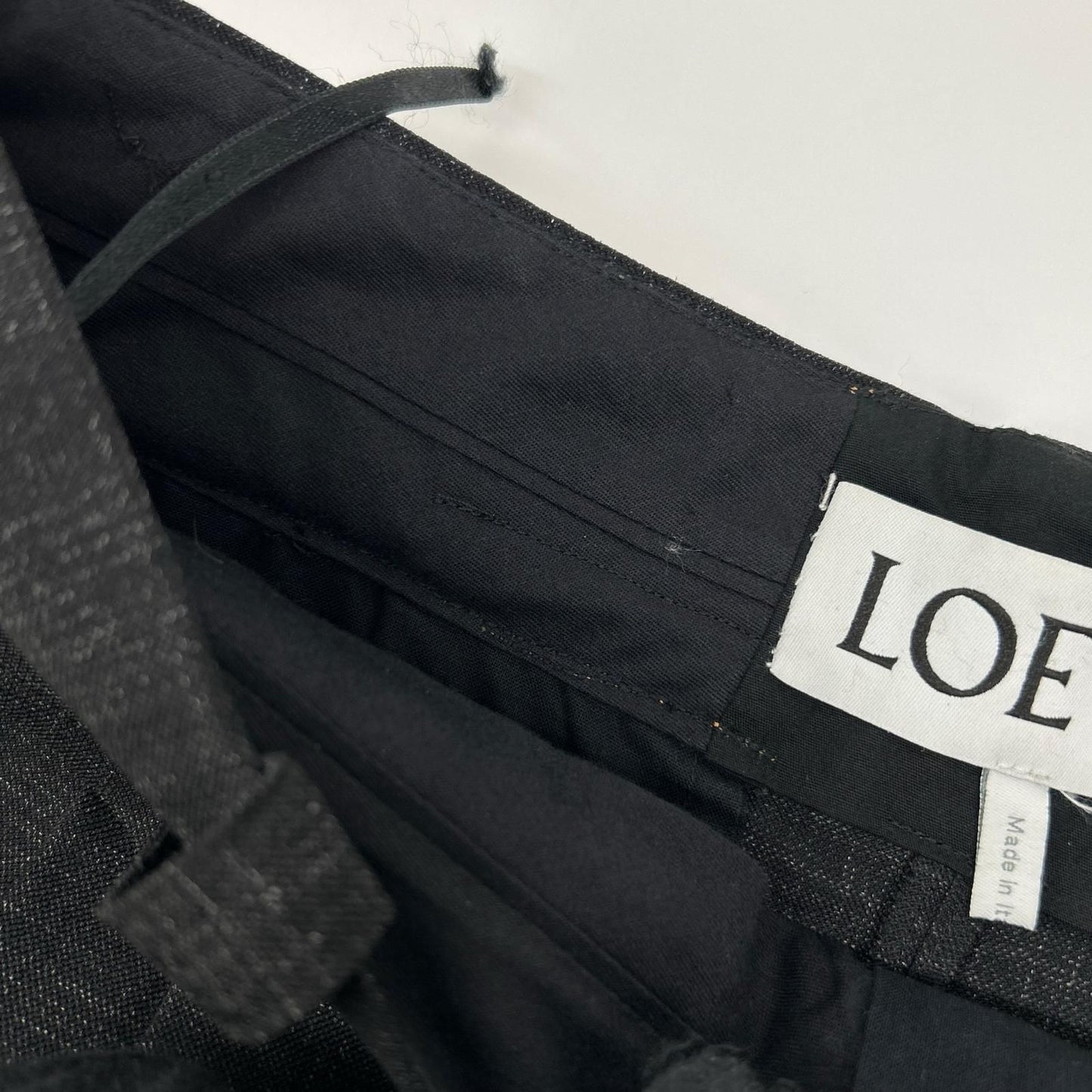 Loewe Charcoal Wool 100 Leather Patch Two Tuck Sarouel Pants 36 — view 7