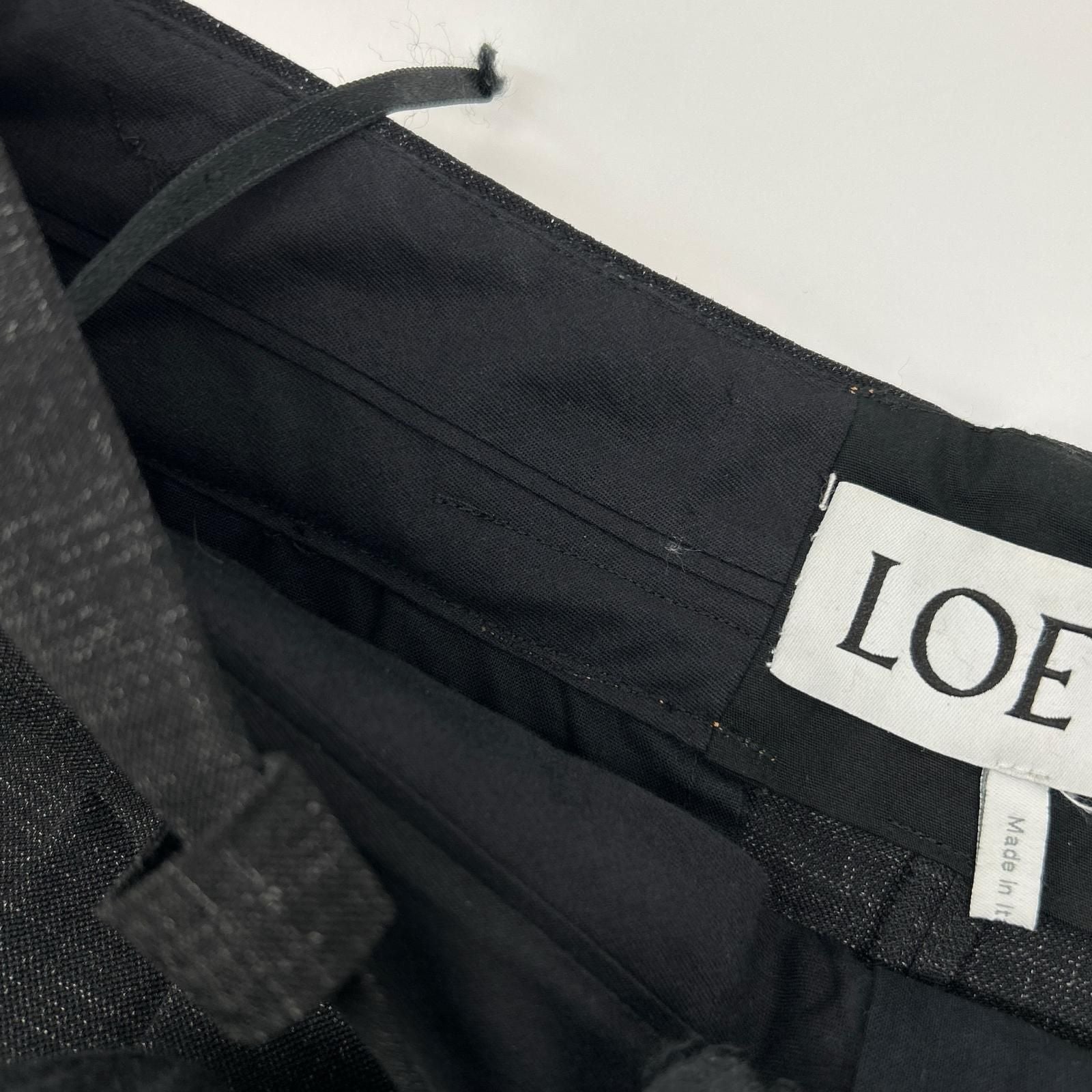 Loewe Charcoal Wool 100 Leather Patch Two Tuck Sarouel Pants 36 — view 7
