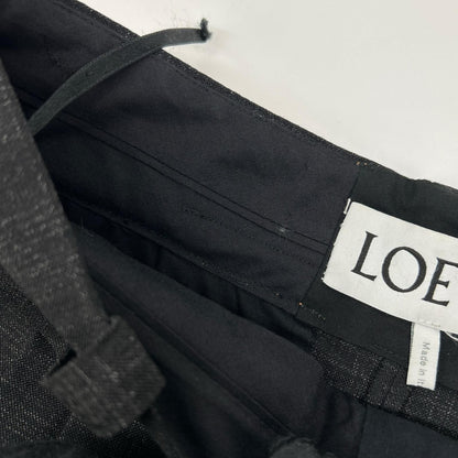Loewe Charcoal Wool 100 Leather Patch Two Tuck Sarouel Pants 36 — view 7