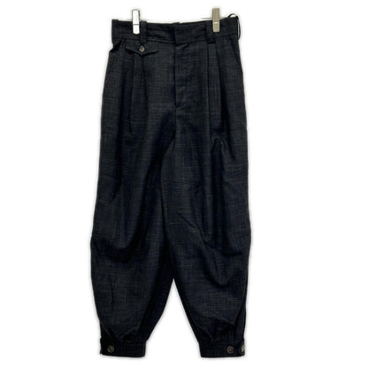 Loewe Charcoal Wool 100 Leather Patch Two Tuck Sarouel Pants 36