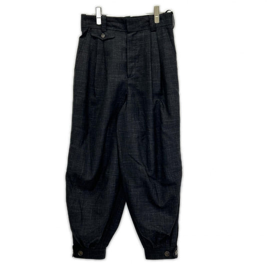 Loewe Charcoal Wool 100 Leather Patch Two Tuck Sarouel Pants 36