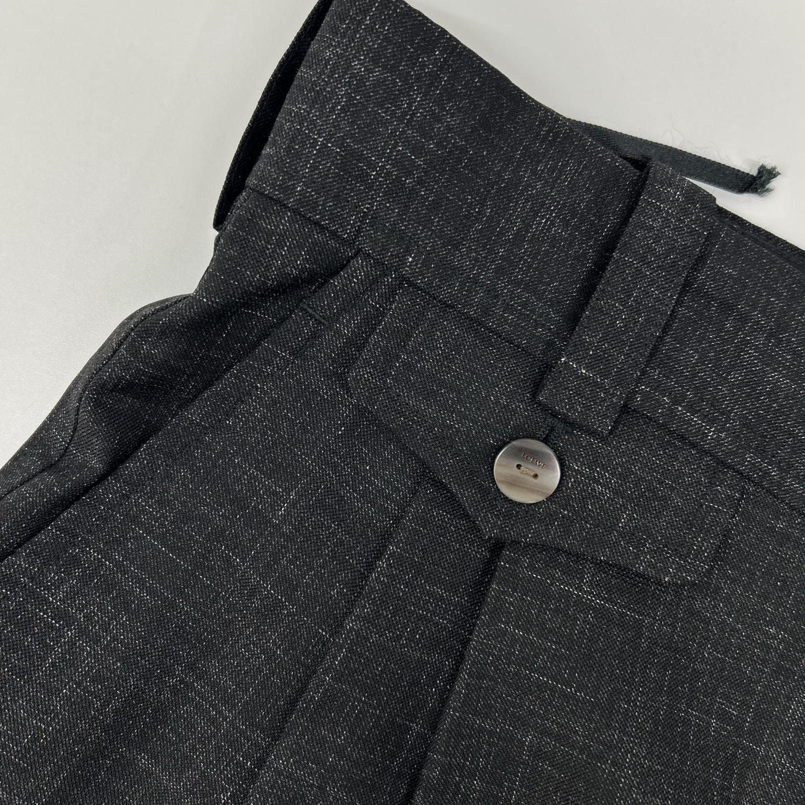 Loewe Charcoal Wool 100 Leather Patch Two Tuck Sarouel Pants 36 — view 9