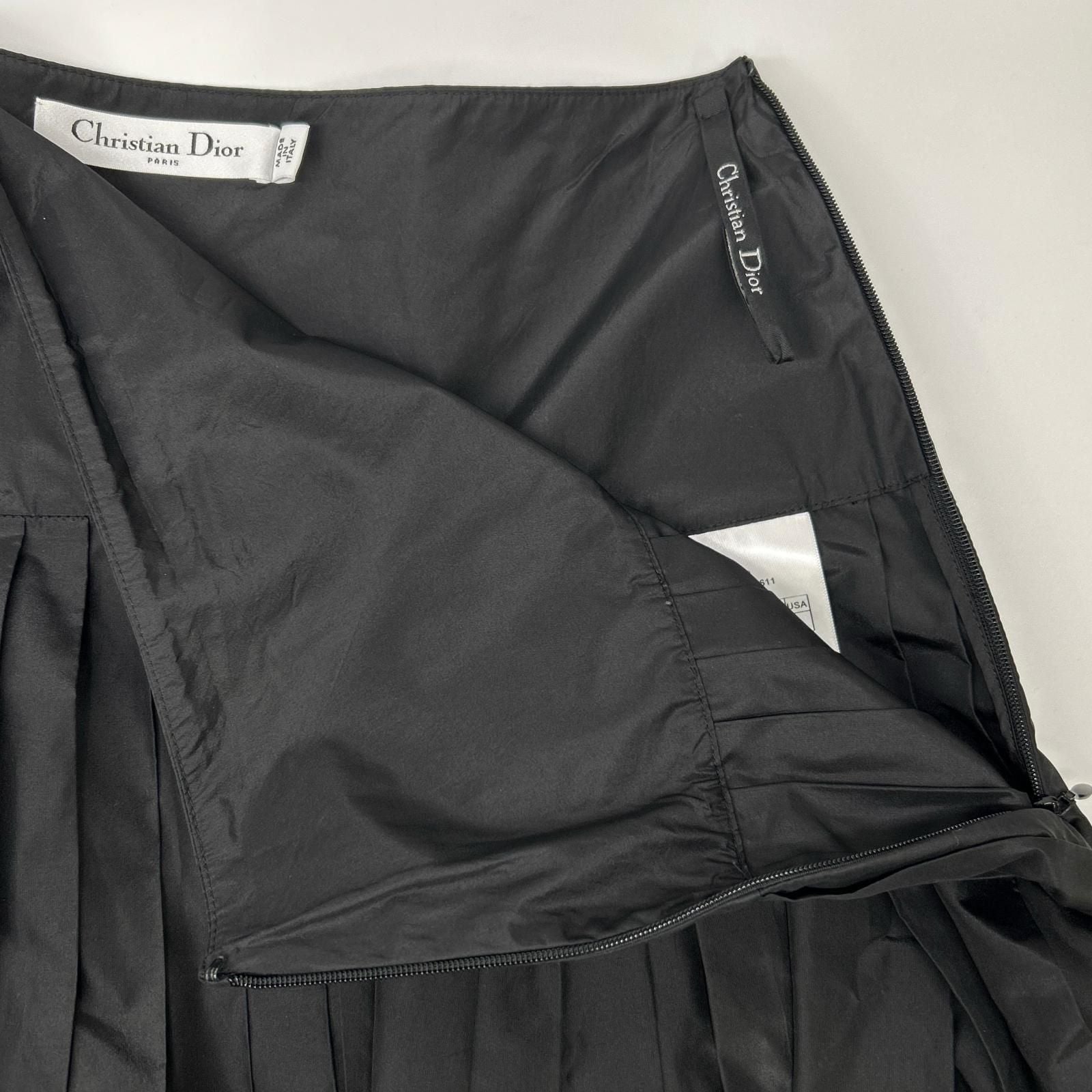 Dior Black Nylon Long Pleated Skirt — view 7