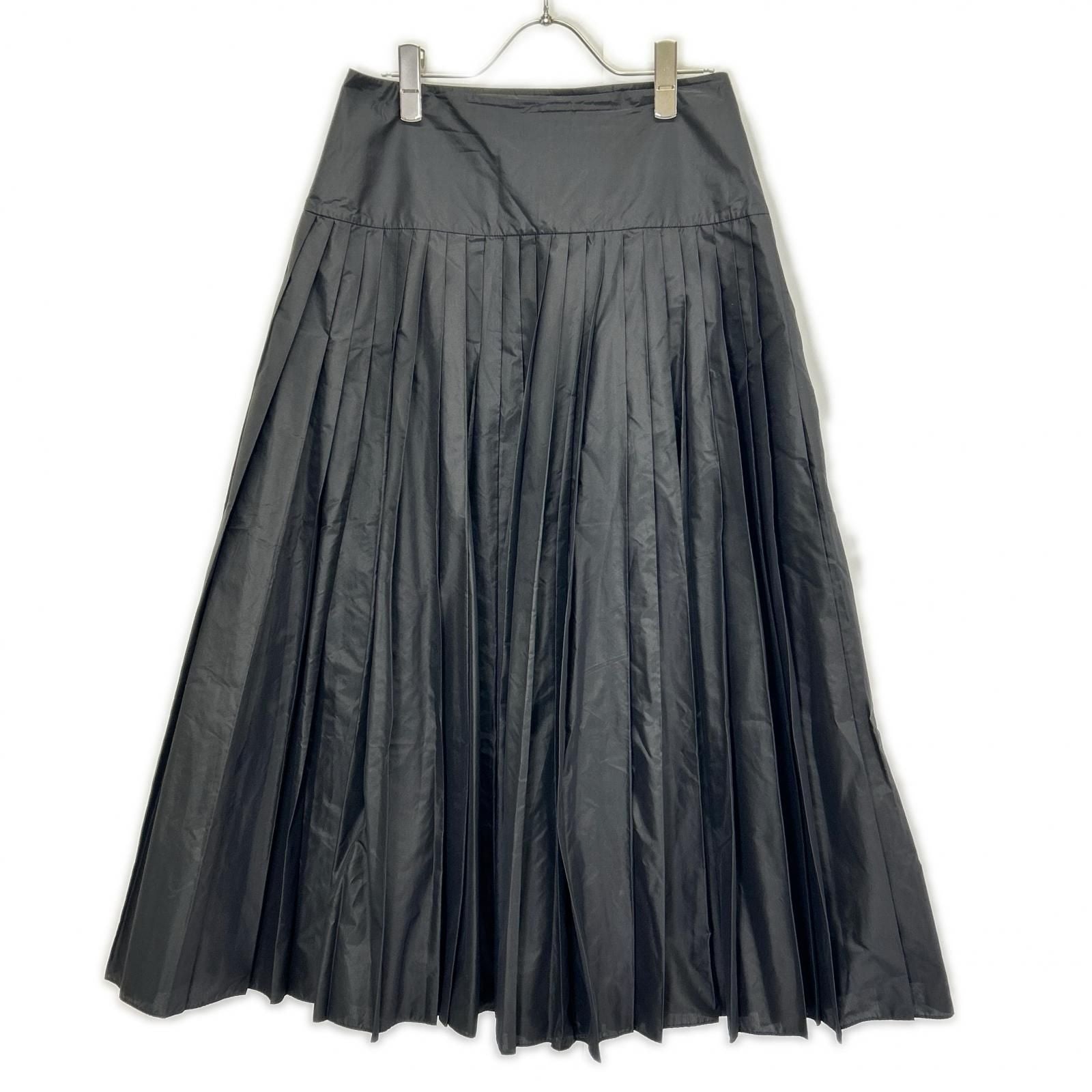 Dior Black Nylon Long Pleated Skirt
