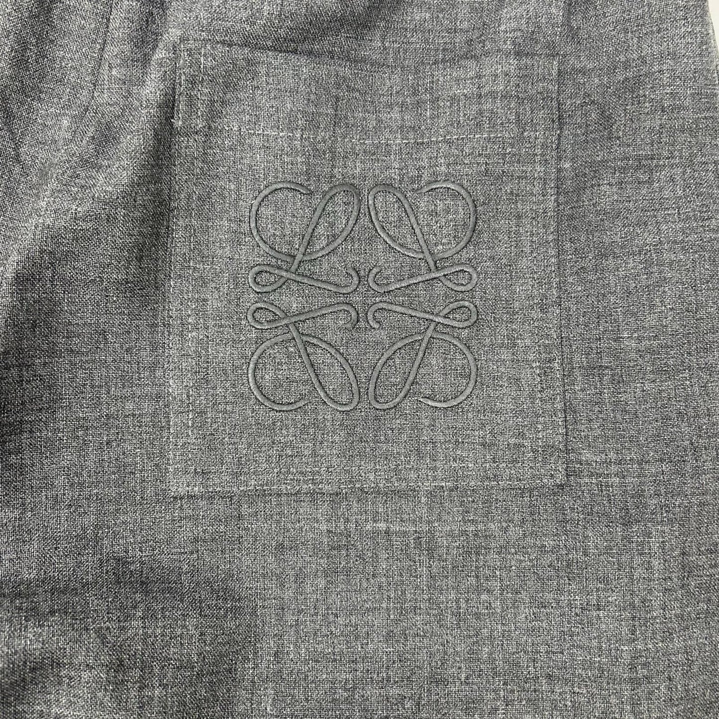 Loewe Charcoal Anagram Embroidery Wide Silhouette Cropped Pants XS — view 8