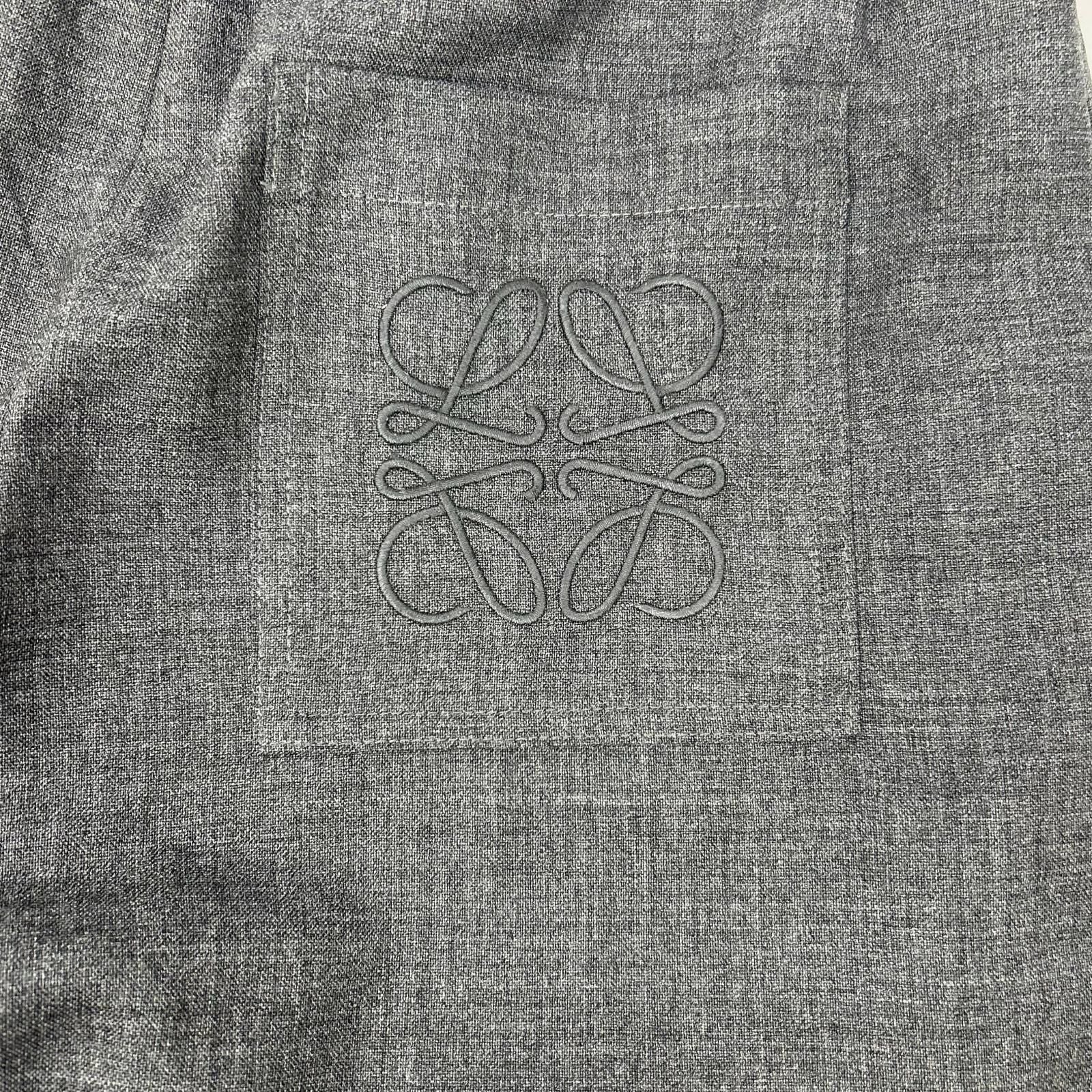 Loewe Charcoal Anagram Embroidery Wide Silhouette Cropped Pants XS — view 8