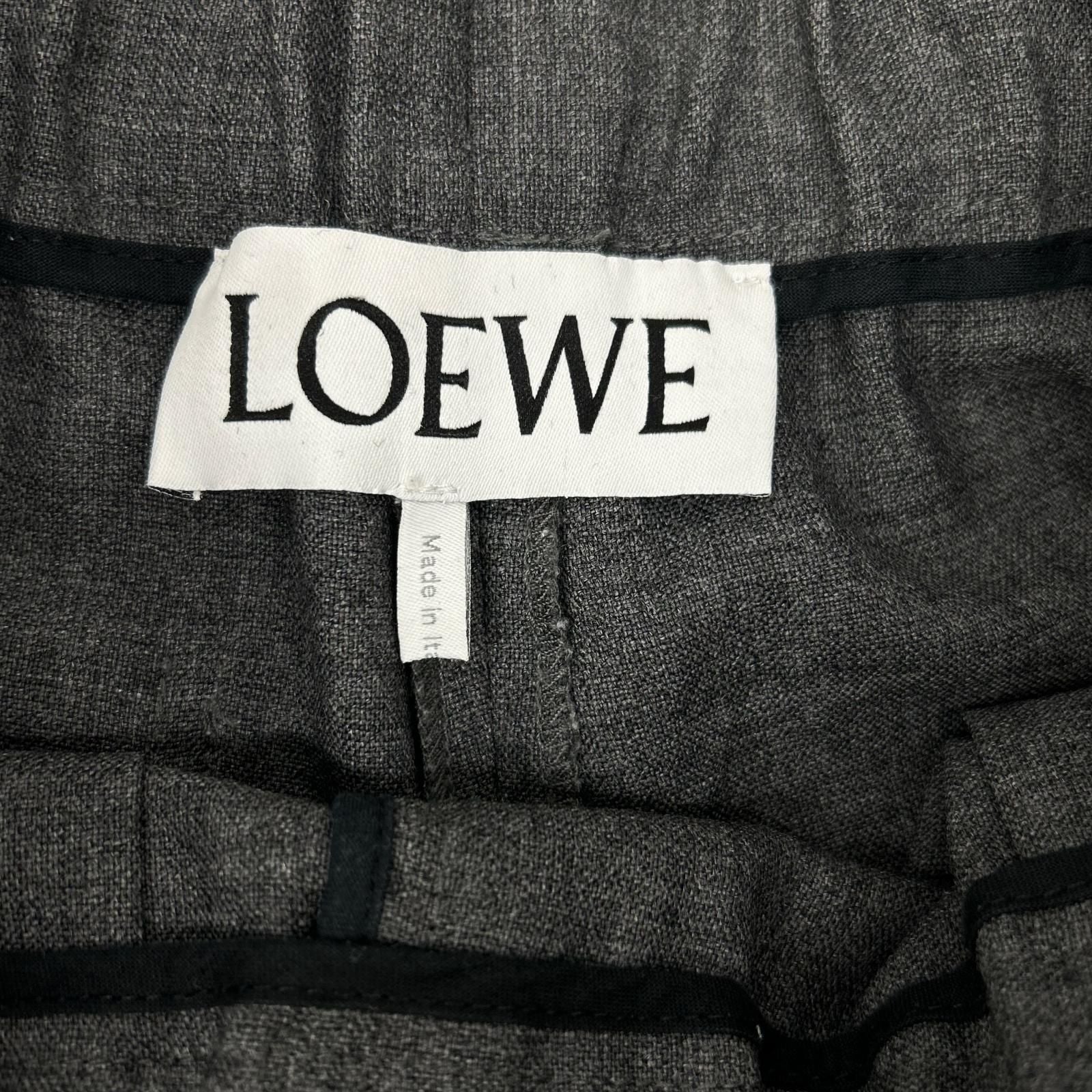 Loewe Charcoal Anagram Embroidery Wide Silhouette Cropped Pants XS — view 3