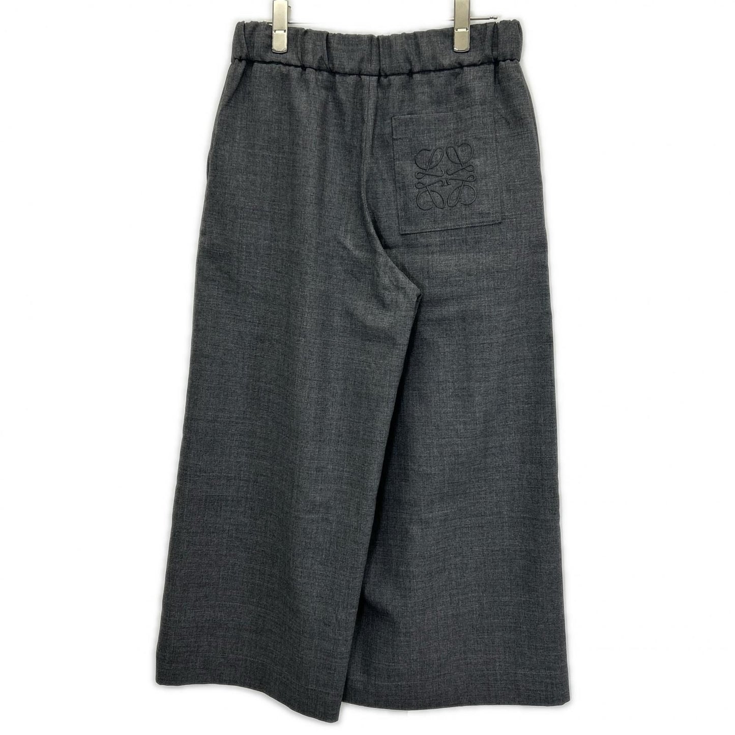 Loewe Charcoal Anagram Embroidery Wide Silhouette Cropped Pants XS — view 2
