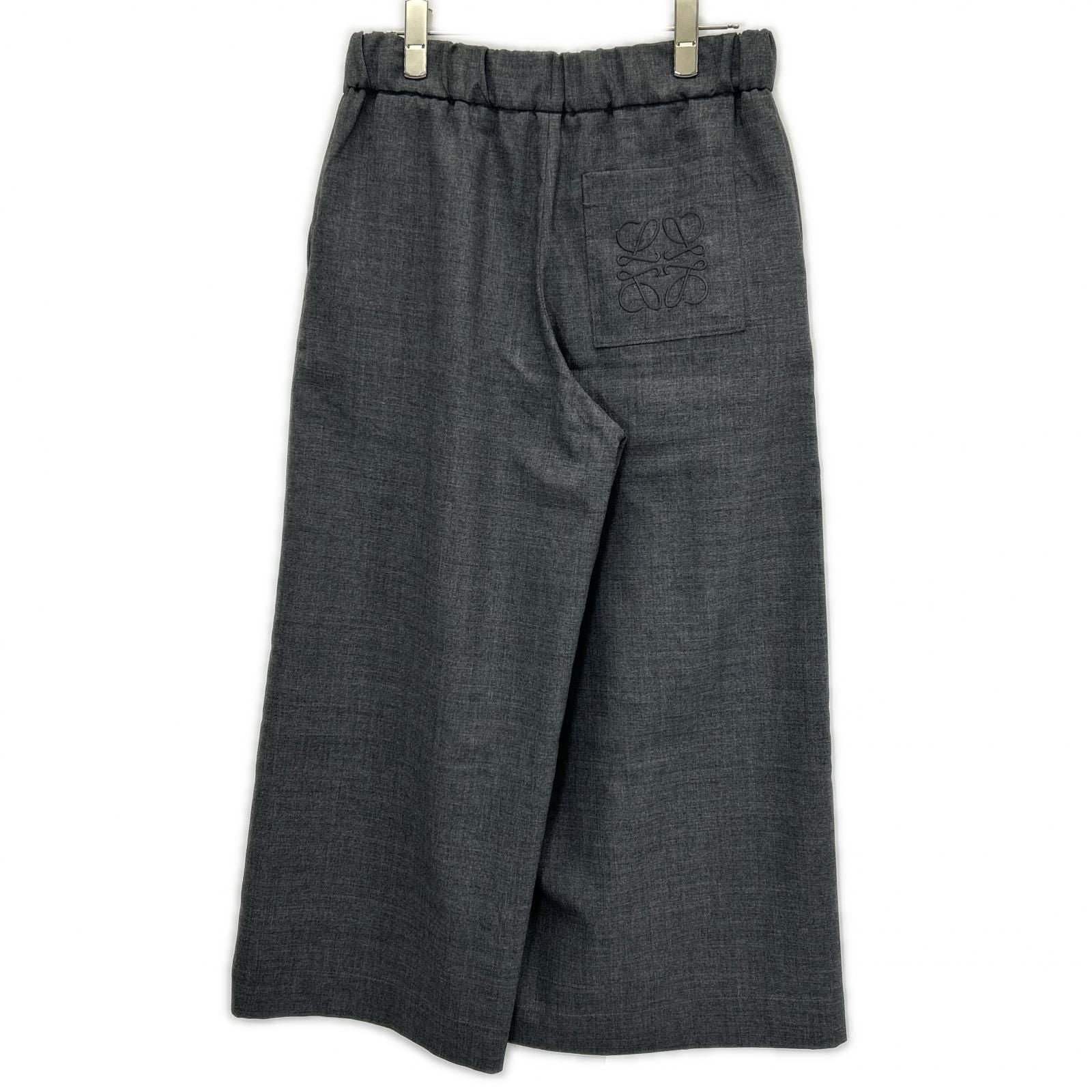 Loewe Charcoal Anagram Embroidery Wide Silhouette Cropped Pants XS — view 2