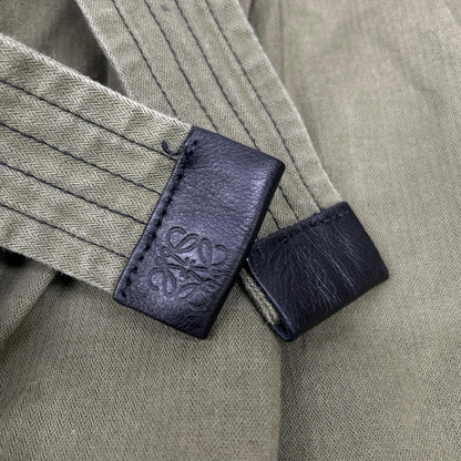 Loewe Khaki Linen Blend Reborn Motif Cropped Pants 34 — view 8