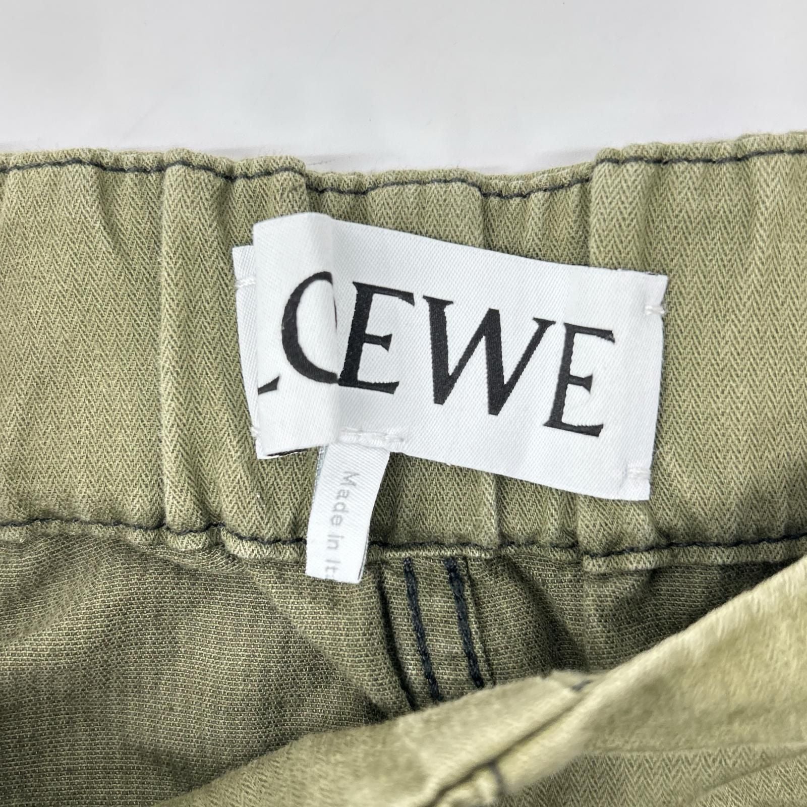 Loewe Khaki Linen Blend Reborn Motif Cropped Pants 34 — view 4