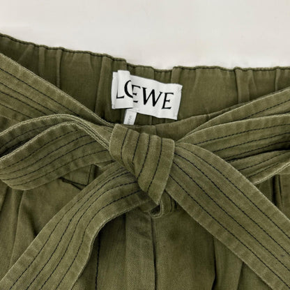 Loewe Khaki Linen Blend Reborn Motif Cropped Pants 34 — view 9