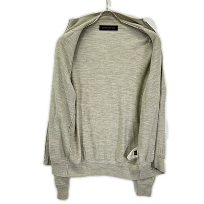 Louis Vuitton Gray Wool Silk LV Circle Embroidery Elbow Patch Driver's Knit XS — view 3