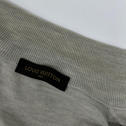 Louis Vuitton Gray Wool Silk LV Circle Embroidery Elbow Patch Driver's Knit XS — view 9