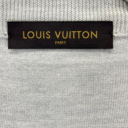 Louis Vuitton Gray Wool Silk LV Circle Embroidery Elbow Patch Driver's Knit XS — view 4