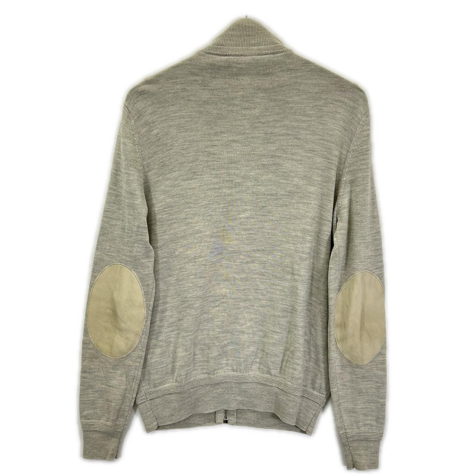 Louis Vuitton Gray Wool Silk LV Circle Embroidery Elbow Patch Driver's Knit XS — view 2