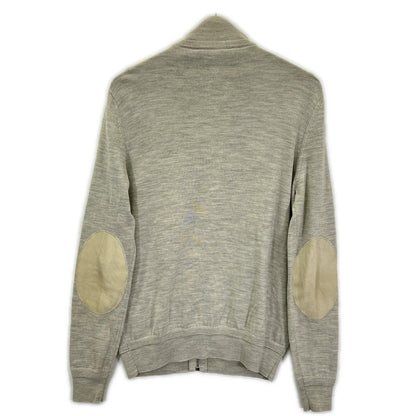 Louis Vuitton Gray Wool Silk LV Circle Embroidery Elbow Patch Driver's Knit XS — view 2