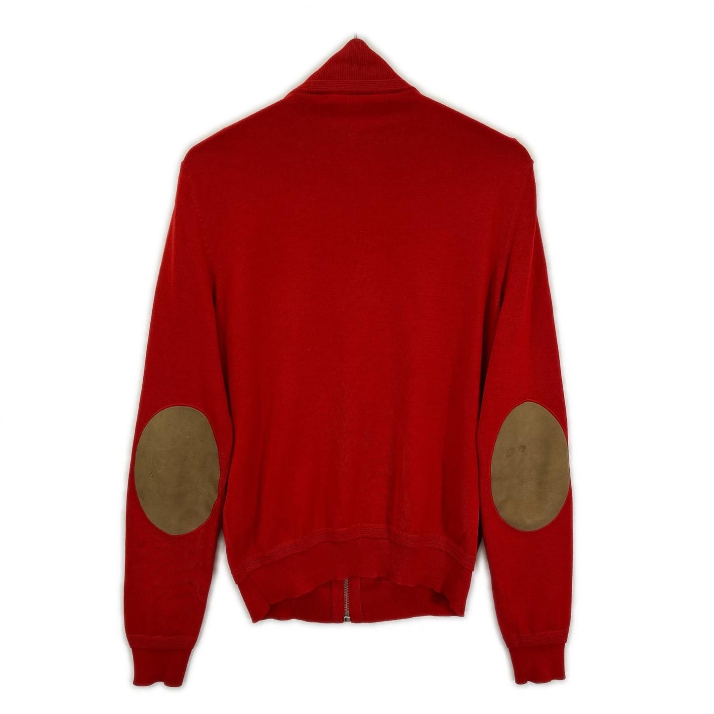 Louis Vuitton Red Wool Silk LV Circle Embroidery Elbow Patch Driver's Knit XS — view 2
