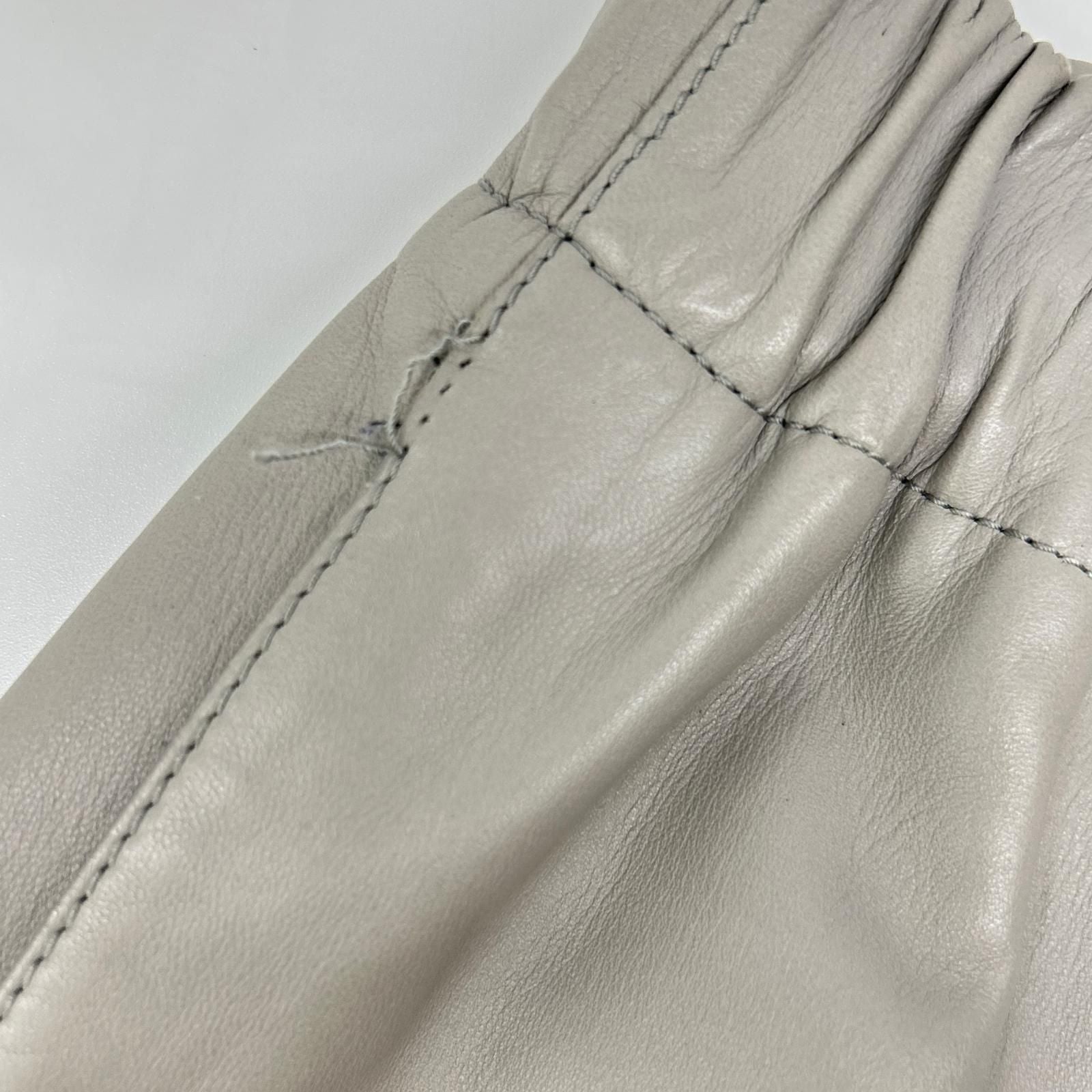 Loewe Light Gray Lambskin Elasticated Leather Trousers Pants — view 7