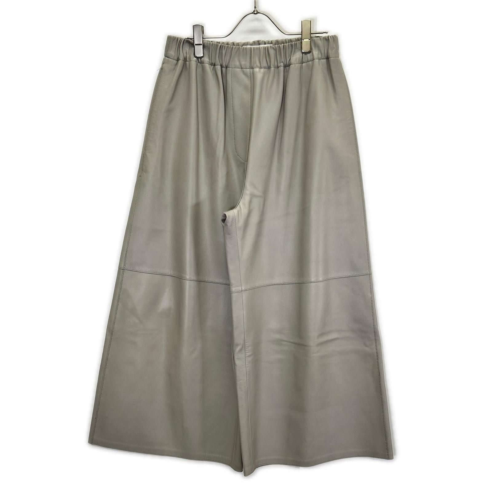 Loewe Light Gray Lambskin Elasticated Leather Trousers Pants