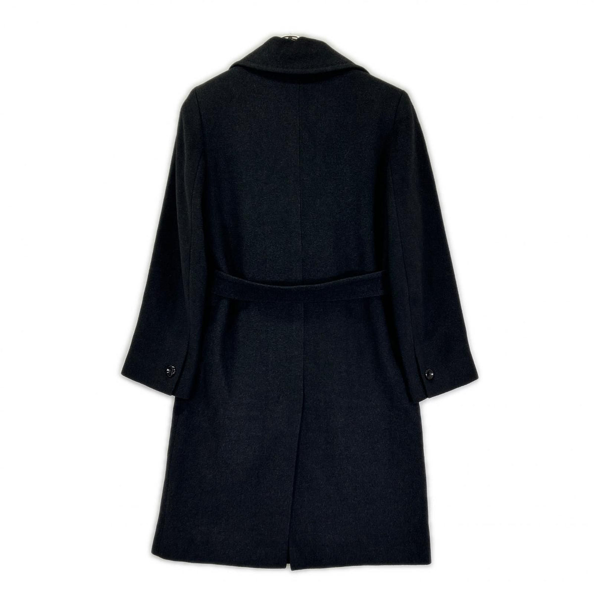 Max Mara Maxmara Studio Black Double Breasted Wool Silk Angora Belted Coat 32 — view 2