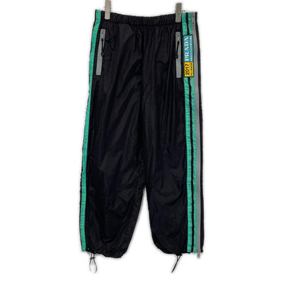 Prada Black Green Line Nylon Pants