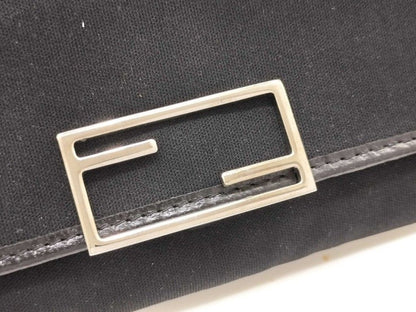 Fendi Wallet Black Canvas Leather Trifold Silver — view 5