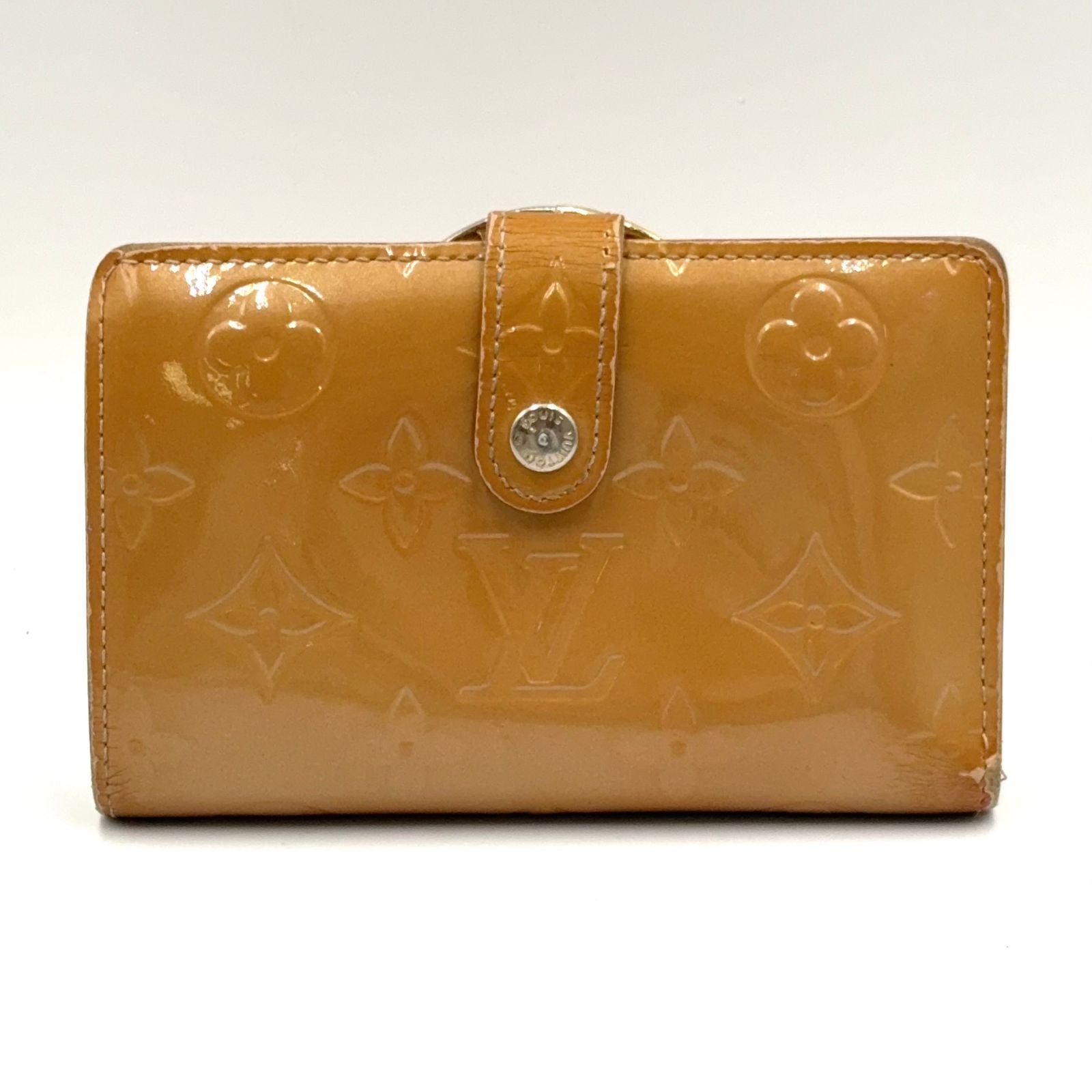 Louis Vuitton Porte-Monnaie Monogram Vernis Noisette Enamel Leather Yellow