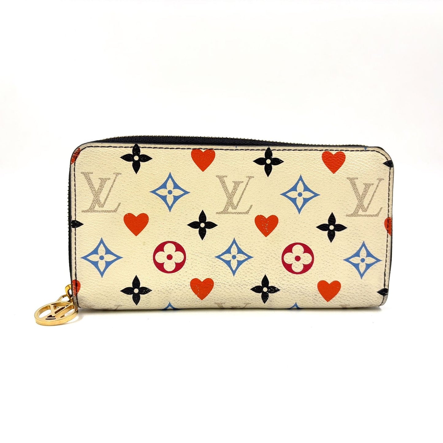 Louis Vuitton on Zippy Wallet Leather Black White Multicolor Gold