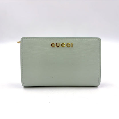 Gucci Leather Lightgreen Bi Foldwallet Gold Wallet