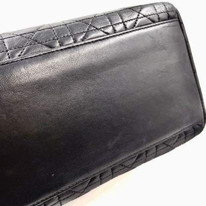 Dior Lady Lambskin Black Handbag Gold — view 6