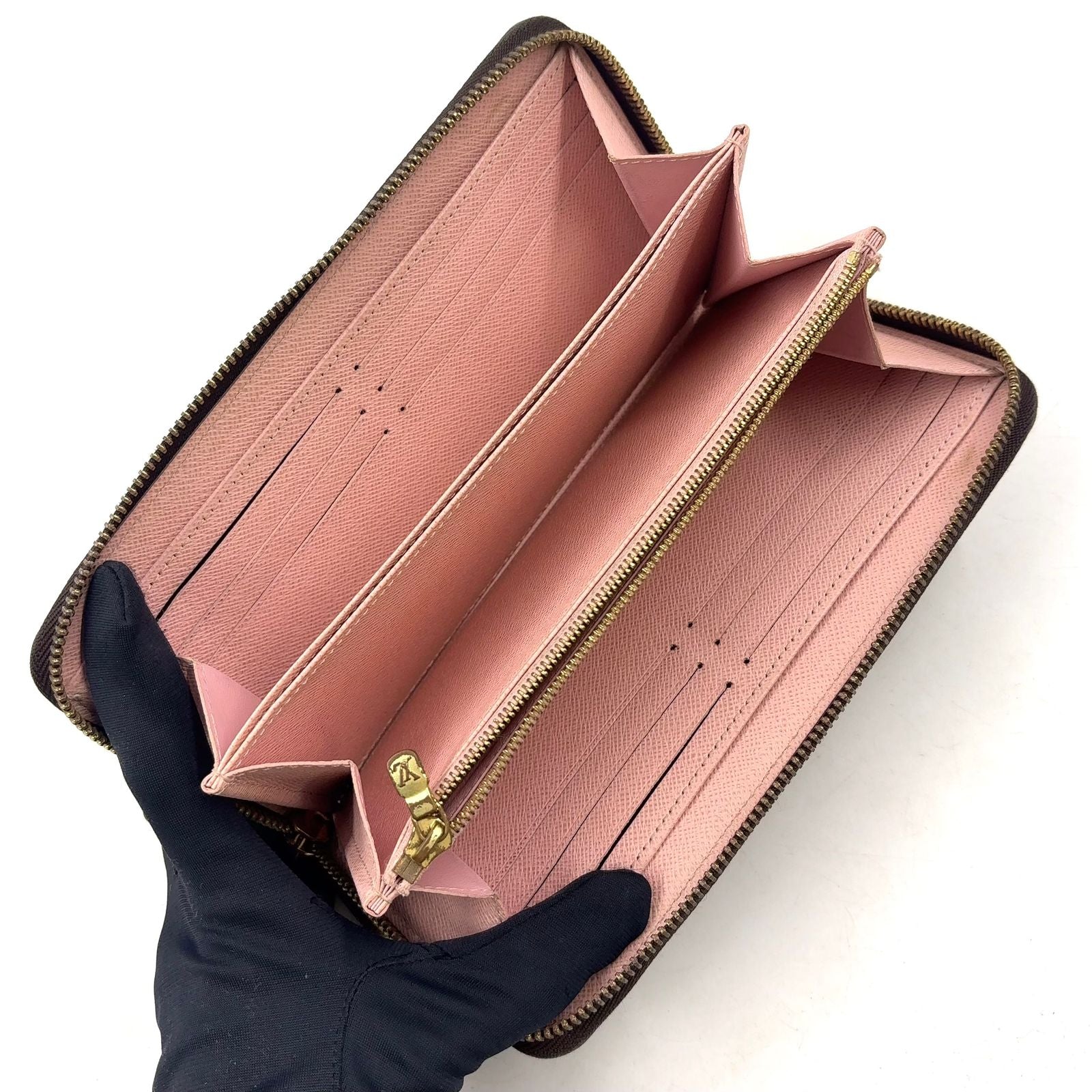 Louis Vuitton Zippy Wallet Monogram Rose Ballerine Leather Brown Light Pink — view 3
